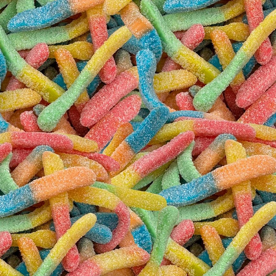 Kervan Gummy Candy Sour Neon Worms 5 POUND BAG