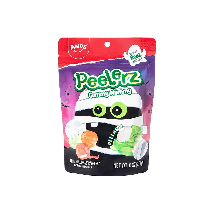Amos Halloween Peelerz Gummy MUMMY Snacks 6oz 12ct