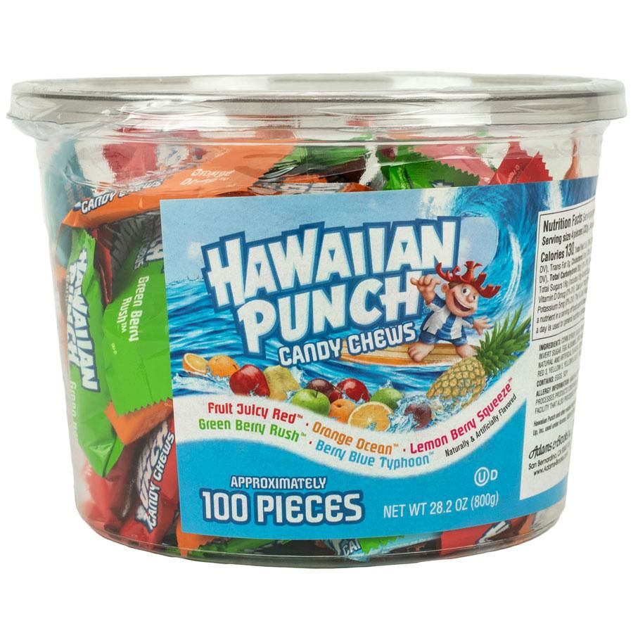 Hawaiian Punch Candy Chews 100 Ct Tub Assorted Flavors