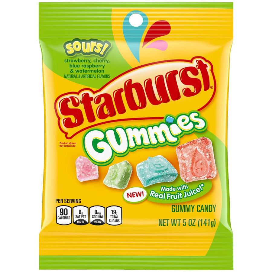 Starburst Gummies 5 Oz Peg Bag Sour Flavors
