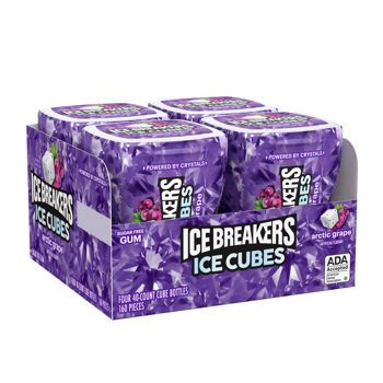 Ice Breakers Cubes Gum Bottle Grape 40ct 4 Pack