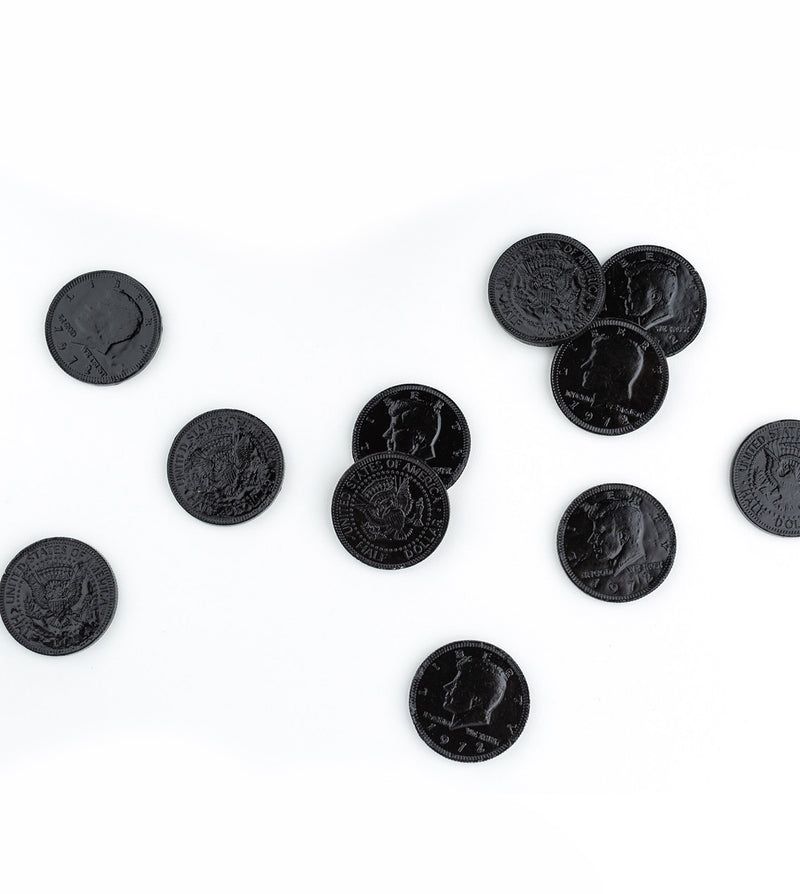 Fort Knox BLACK Foil Chocolate Coins 1.5" 84 ct Mesh Bag