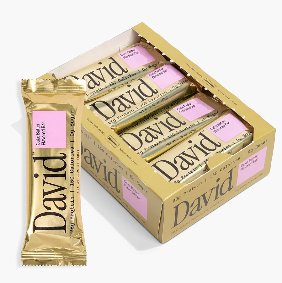 David Protein Bars Cake Batter Flavored 2.26 oz 12 ct