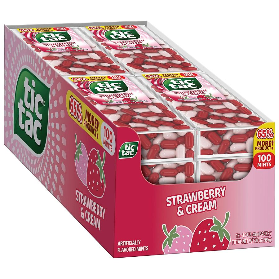 Tic Tac Strawberry Cream Breath Mints 100 ct 1.7oz 12 Pack