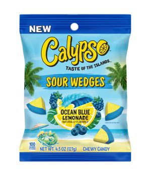 Calypso Sour Wedges Peg Ocean Blue Lemonade Gummy 4.5 oz 12ct