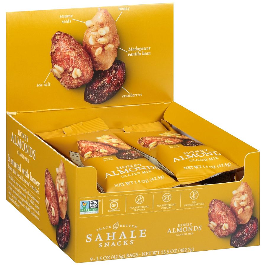 Sahale Honey Almonds Nut Glazed Mix 1.5 0z 9 ct Tray