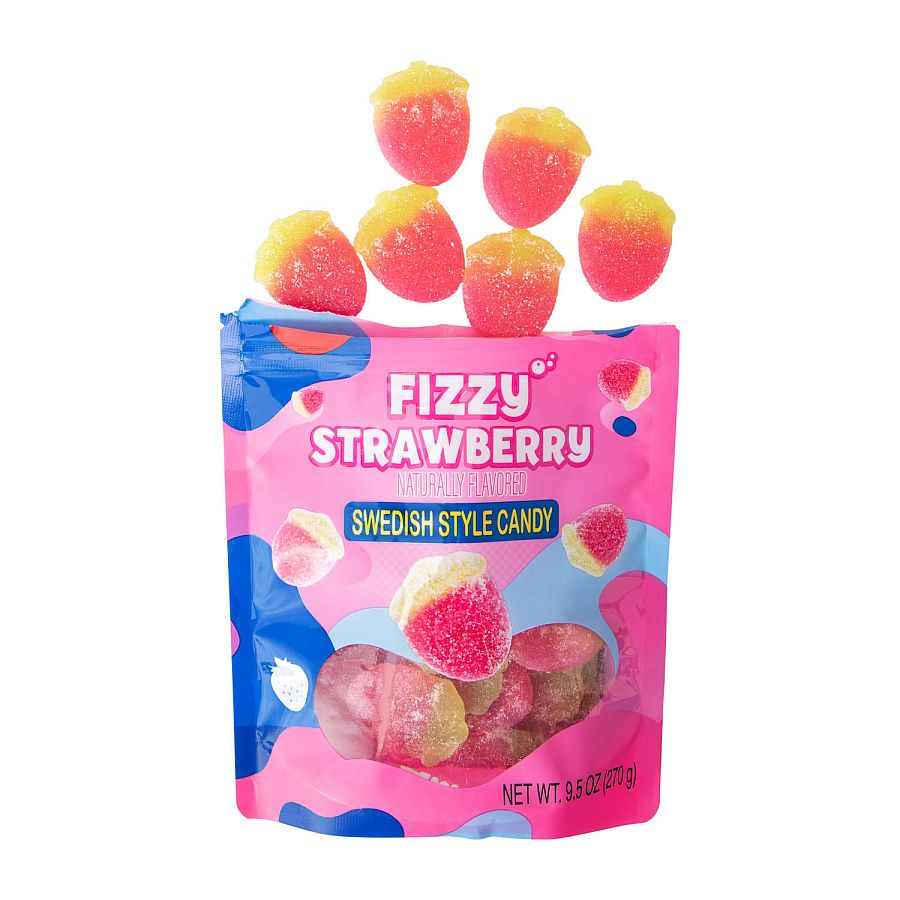 Amos Fizzy Strawberry Swedish Style Gummy Candy 9.5oz 6 ct