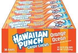 Hawaiian Punch Candy Chews Orange Ocean 36 Count 0.80 Ounce Bars Tray