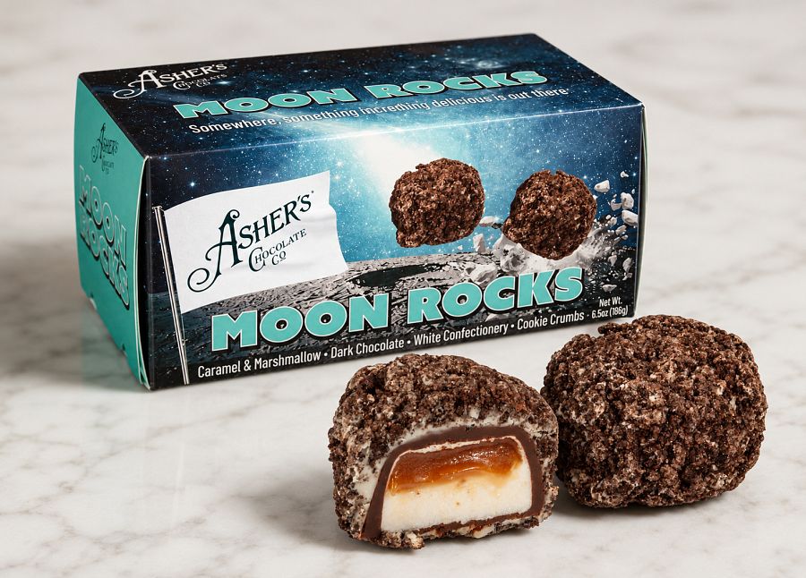 Asher's  Dark Chocolate Caramel Marshmallow Moon Rocks 6oz 4ct