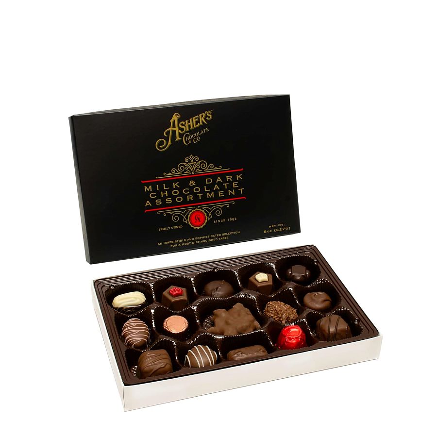 Asher's Milk and Dark Chocolate Assorted Gift Box 8oz