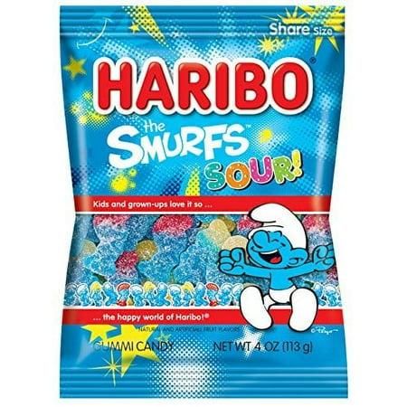 Haribo Peg Sour Smurfs 12 Bags 4 Ounce Pack