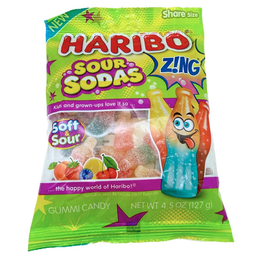 Haribo Zing Sour Soda Bottle Gummies 4.5 oz 12 ct