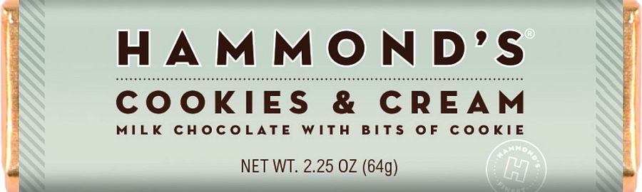 Hammond's Cookies & Cream Milk Chocolate Bar 2.25 oz 12 ct (1)