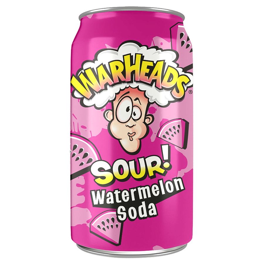 Warheads Sour Watermelon Carbonated Soda Can 12 oz 3 ct