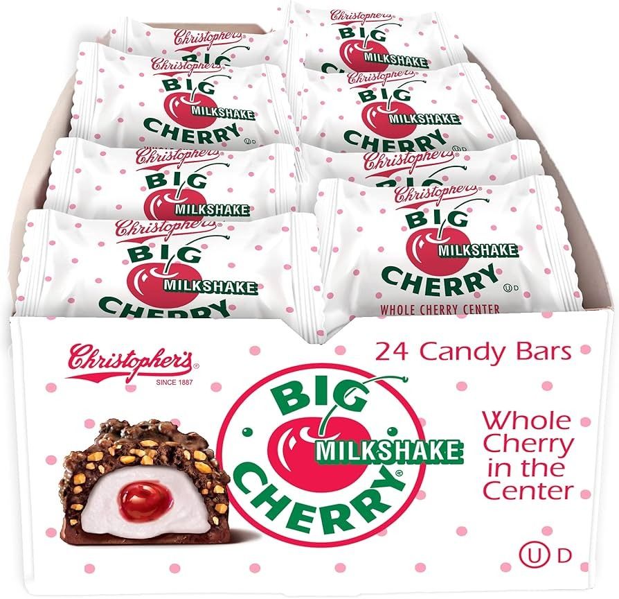 Christophers Big Cherry Milkshake Cordial Chocolate Bar 1.75 oz 24 ct