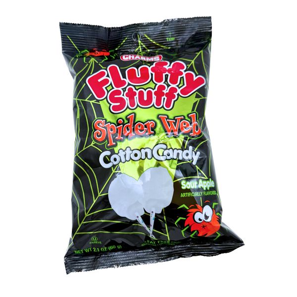 Charms Halloween Fluffy Stuff SPIDER WEB Cotton Candy 2.1oz 24ct