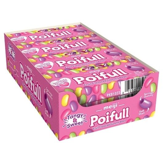 Meiji Japan Poifull  Fruit Flavored Gummy Bean Candy 1.87oz 12 Pack