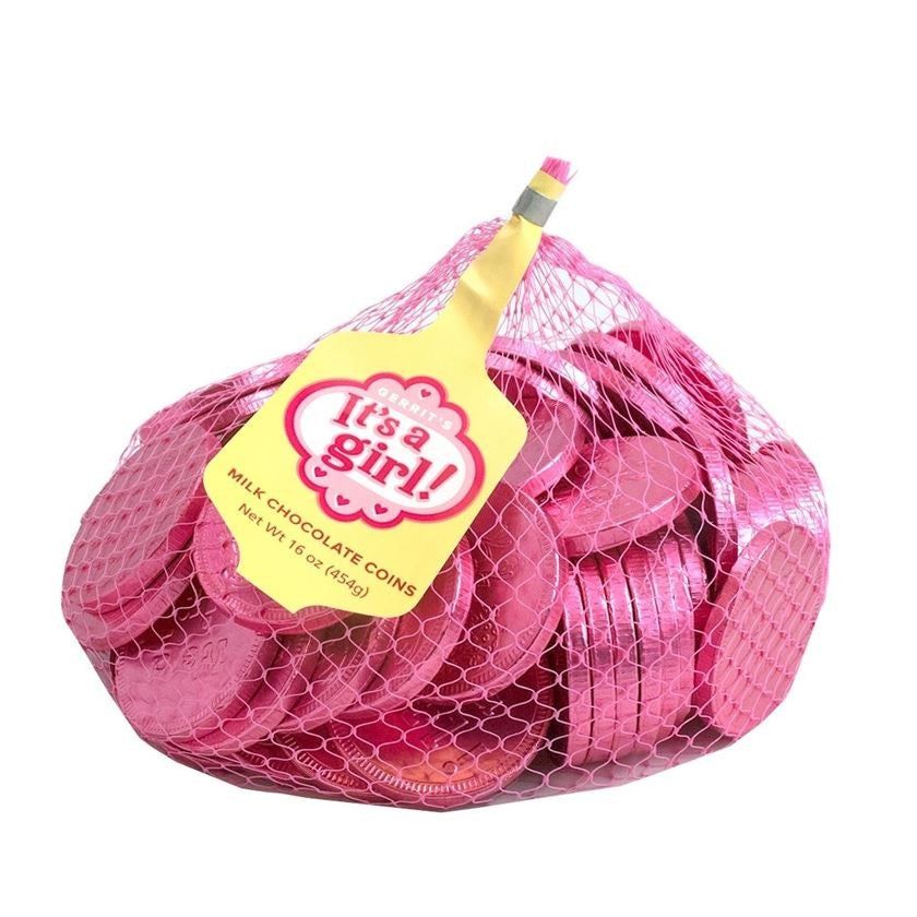 Fort Knox Milk Chocolate Coins ITS A GIRL Pink 16 oz Net