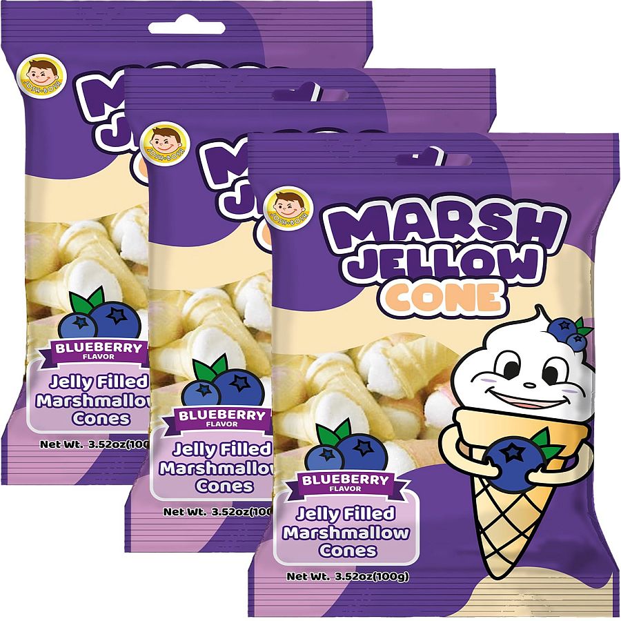 Josh Bosh Marsh Jellow Jelly Filled Cone Blueberry 3.53 oz 24ct