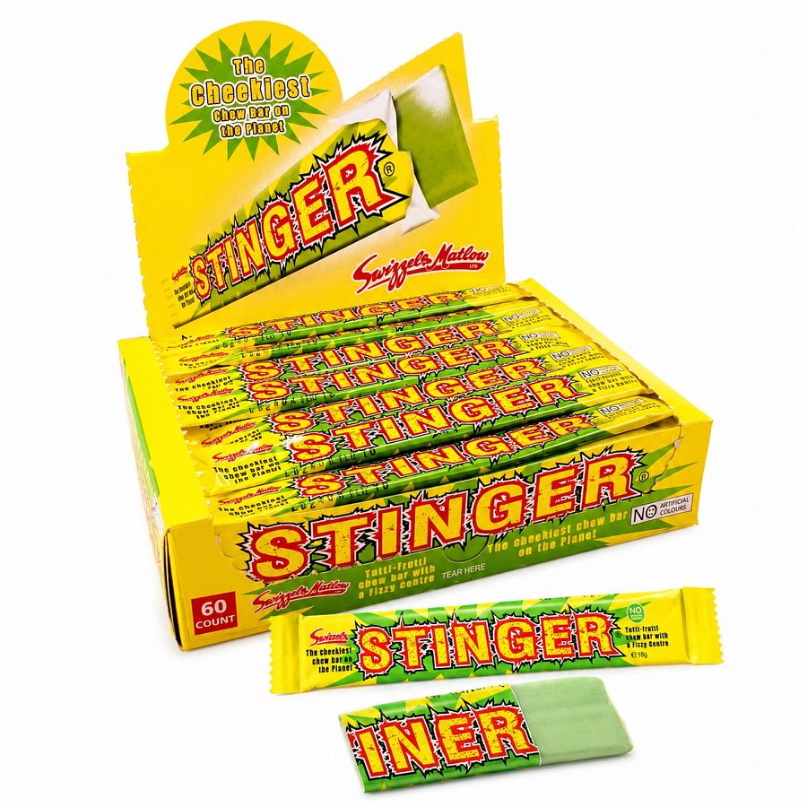 Swizzels UK Import Stinger Chew Bar Tutti Frutti Sour 18g 60ct