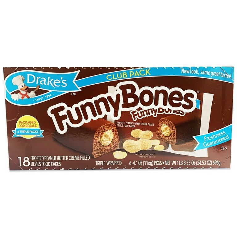 Drakes Funny Bones Peanut Butter Creme Cakes 4.1 oz 6ct