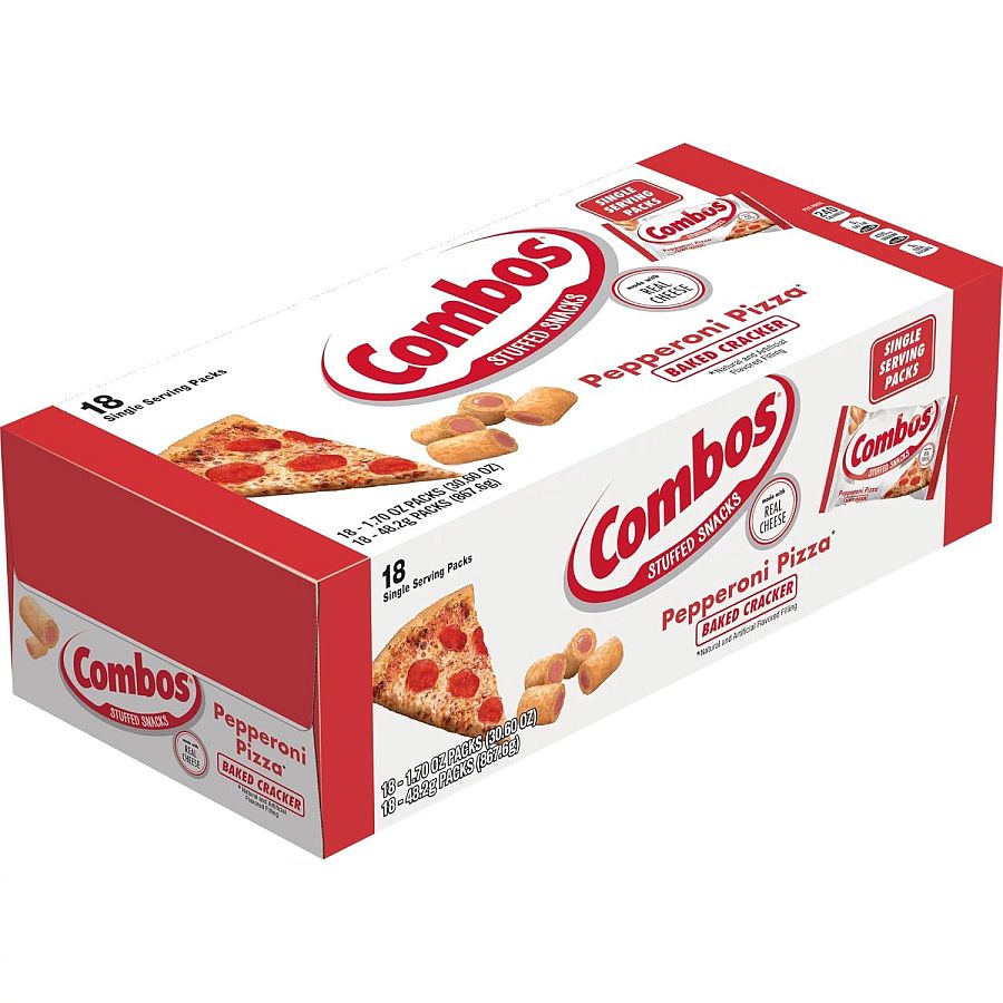 Combos Pepperoni Pizza Cracker Snack 1.8 oz 18ct Tray