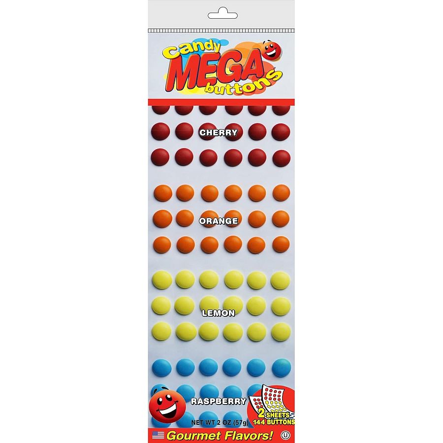 Mega Candy Button 1/2" REGULAR 2 Sheet Packs 2oz 15ct