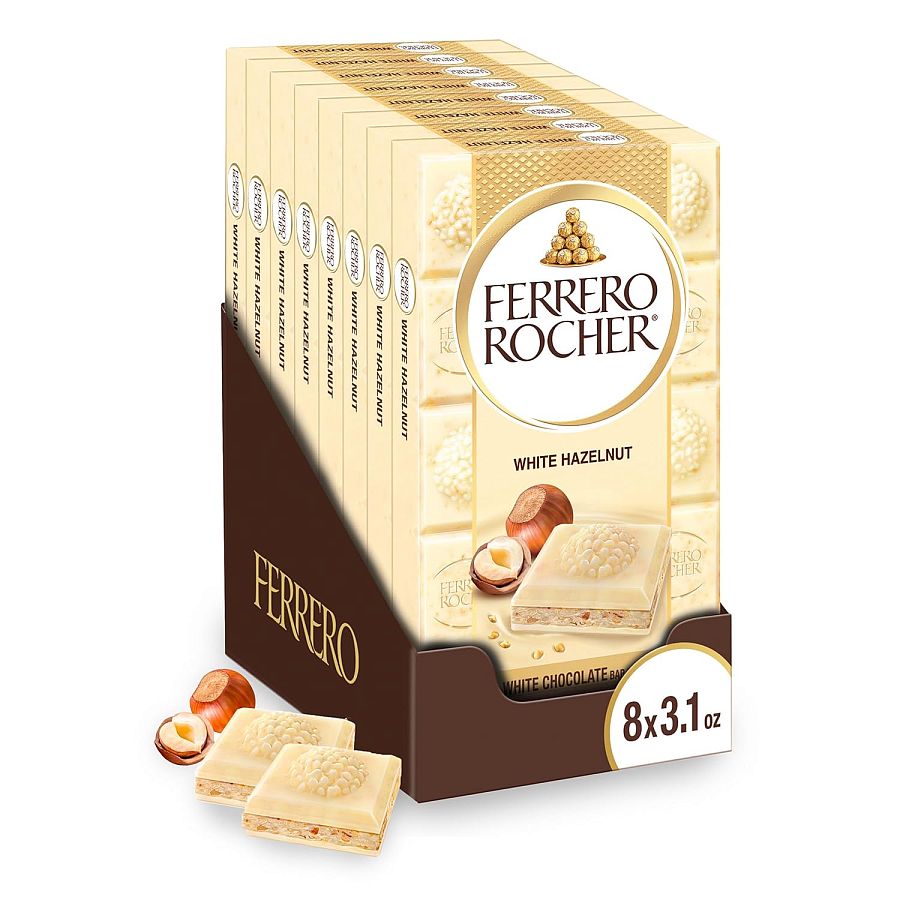 Ferrero Rocher Premium Chocolate Bar White Hazelnut 3.1oz 8ct