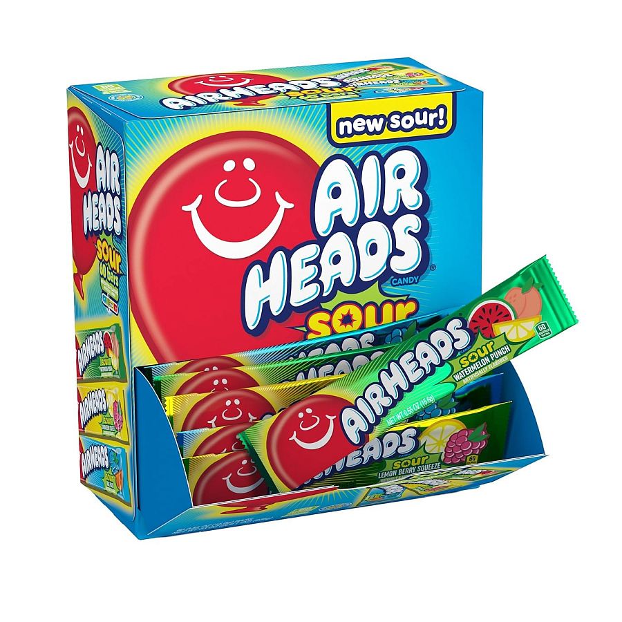 Airheads Sour 60 Bars Assorted Flavors Gravity Feed 0.55 Oz