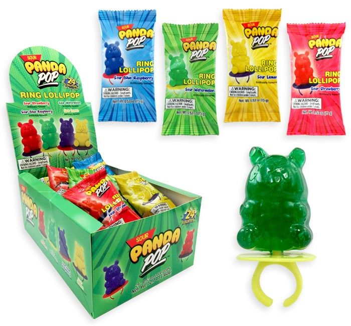 Panda SOUR Bear Ring  Lollipop 24 ct Tray