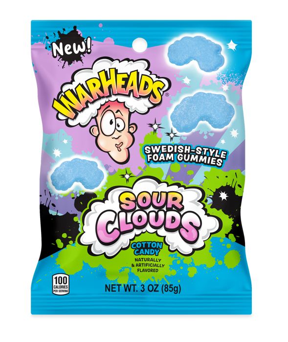 Warheads Sour Clouds Swedish Style Cotton Candy Gummy 3oz 12ct