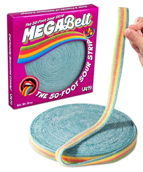 50 Foot Long Mega Sour Rainbow Candy Belt 35oz