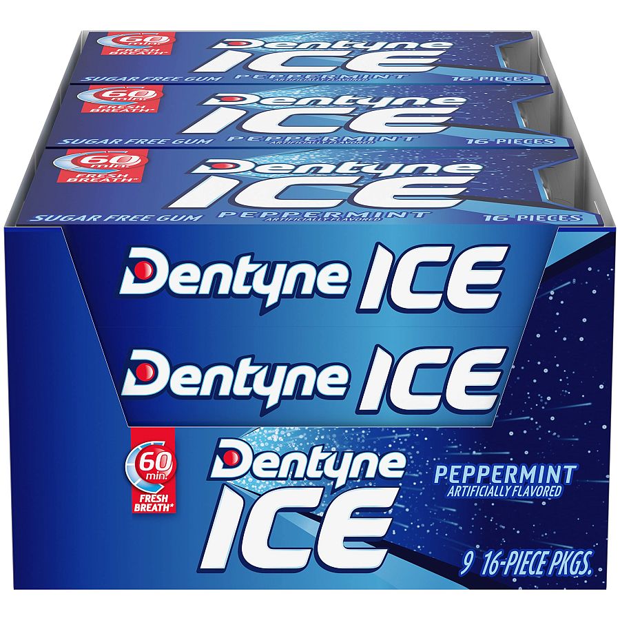 Dentyne Ice 9 Ct 16 Pieces Peppermint Packs Tray