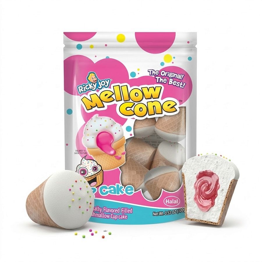 Ricky Joy Marshmallow Mellow Strawberry  Cupcake Cone 3.53 oz 9 Pack
