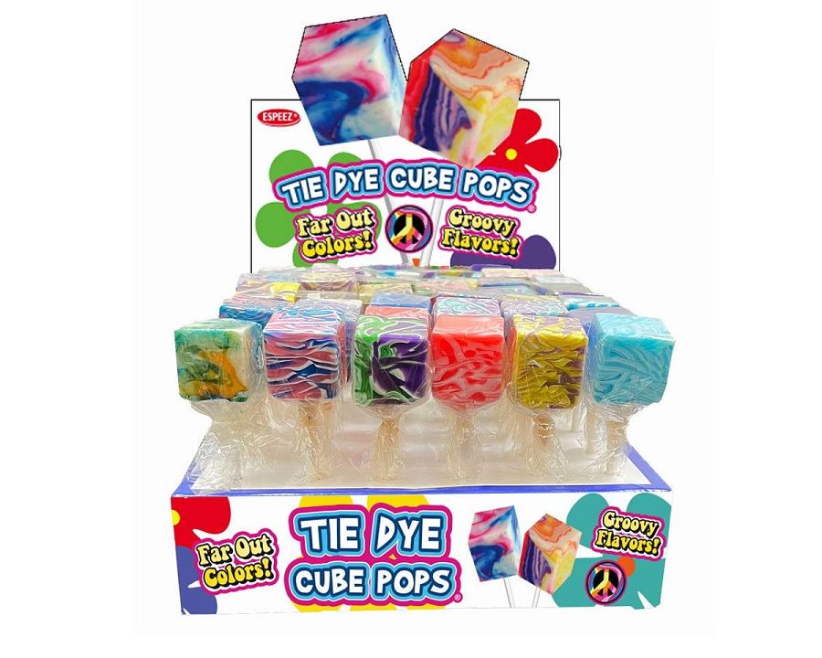 Espeez Tie Dye Cube Pop Lollipop Tray 48 ct