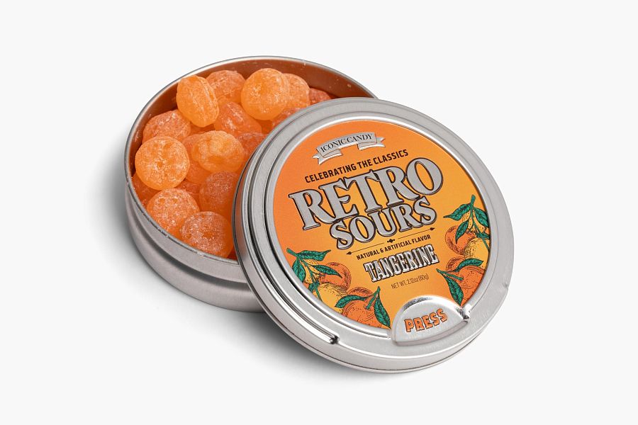 Retro Sours Tangerine 8 Tins Tray