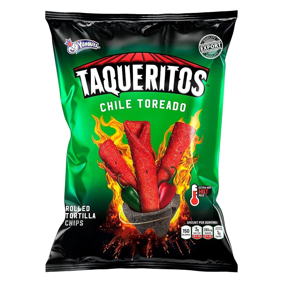 Taqueritos Rolled Tortilla Chips Chile Toreado 8 oz 20ct Box