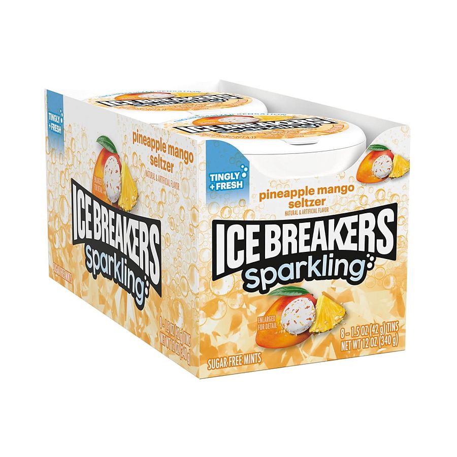 Ice Breakers Pineapple Mango Seltzer 8 Count 1.5 Ounce Tins Tray