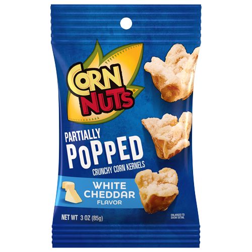 Corn Nuts Partially Popped WHITE Cheddar Corn Kernel 3 oz 12 ct