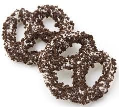 Asher Pretzel White Chocolate with Oreo Crumbs 6 POUND BOX 90 PIECES