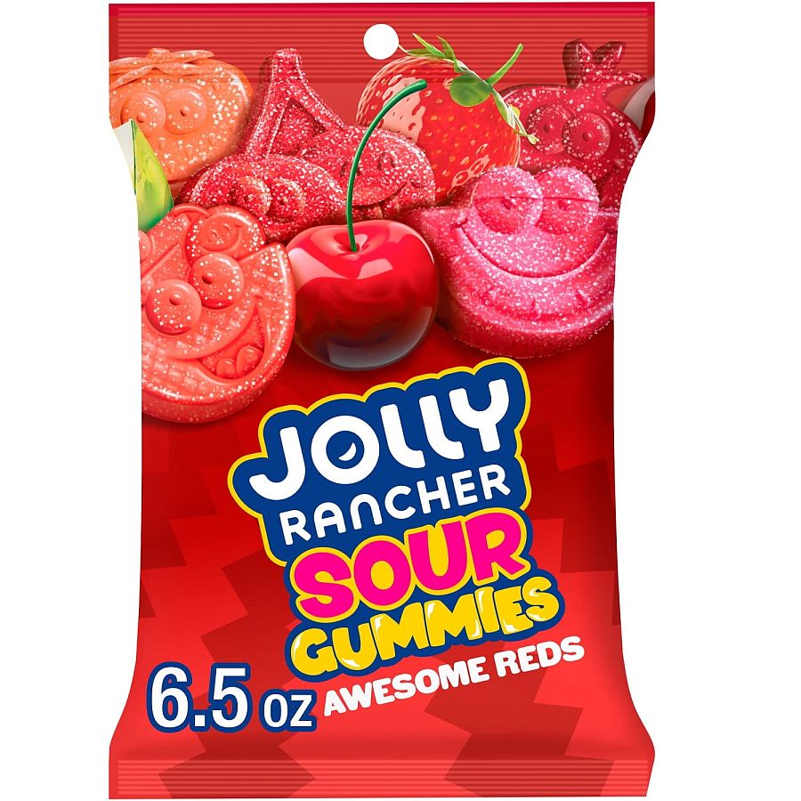 Jolly Rancher Sour Gummies Awesome Reds 6.5 oz Peg Bag 6ct