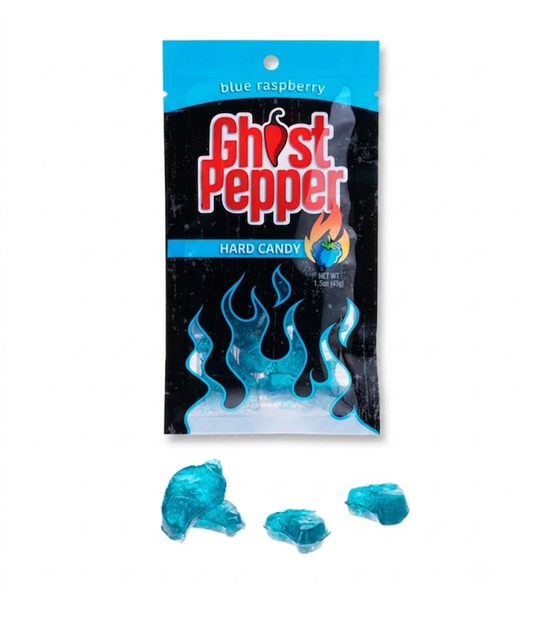 Ghost Pepper Infused Hard Candy Blue Raspberry 1.3oz 6 Pack