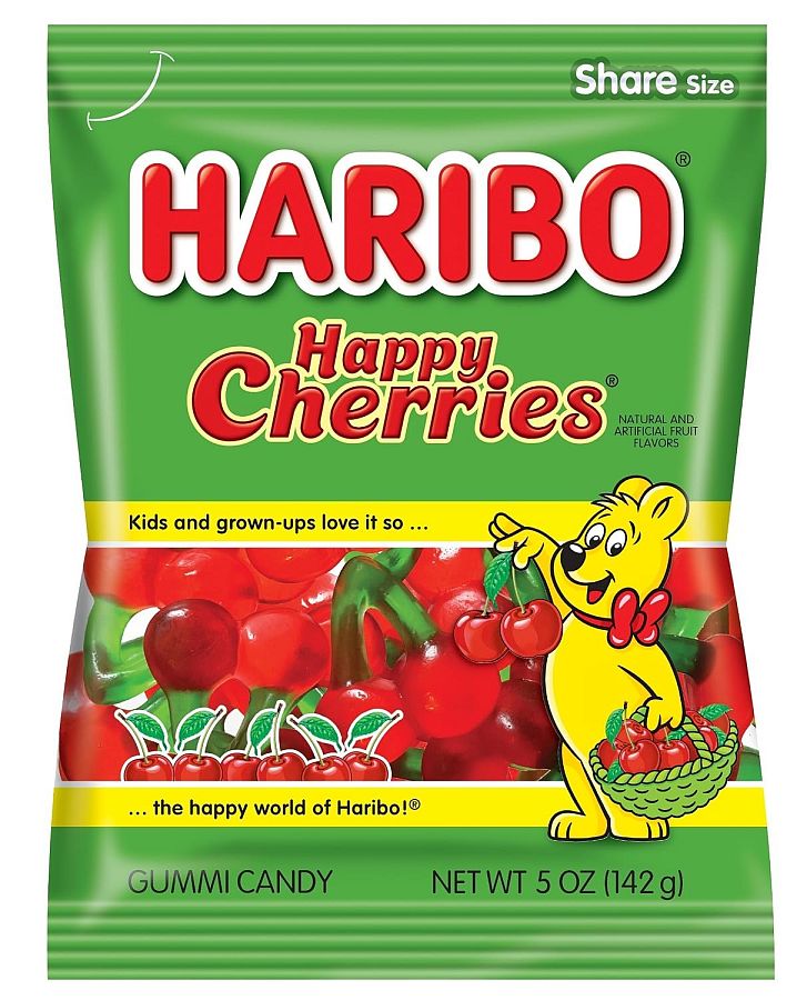 Haribo Happy Cherries Cherry Gummy Candy Peg Bag 5oz 12 Pack