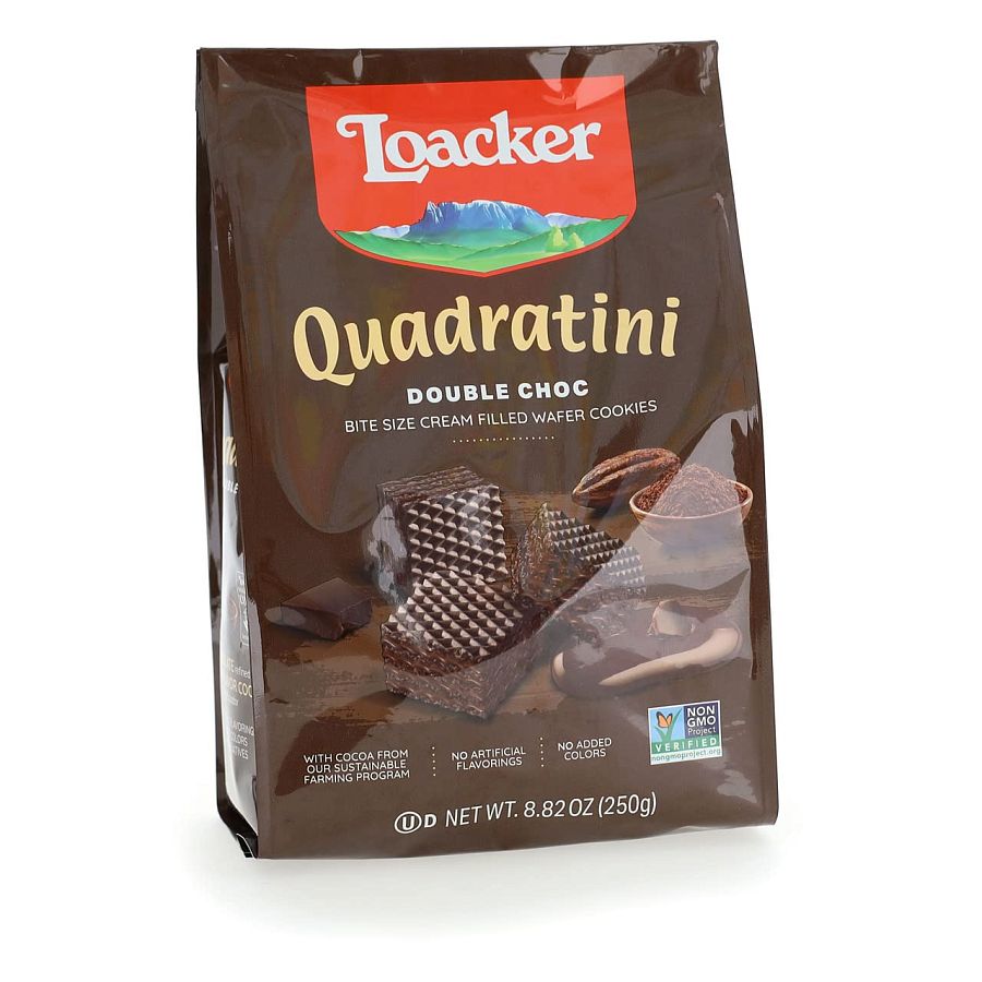 Loacker Quadratini Double Chocolate Wafer Cookie Bag 8.82 oz 6ct