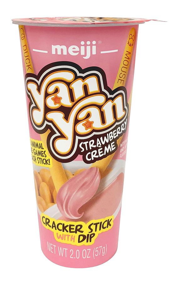 Meiji Yan Yan Dipping Sticks Strawberry Crème 10 Count 2 Ounce Display Tray
