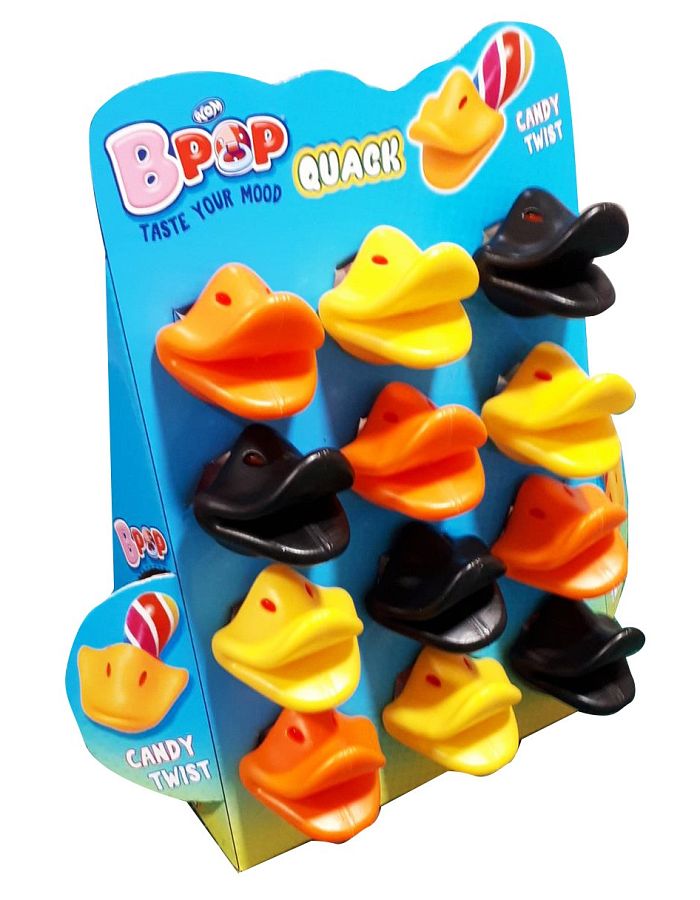 Bpop Swedish Duck Quack Candy Twist Lollipop 12ct Display