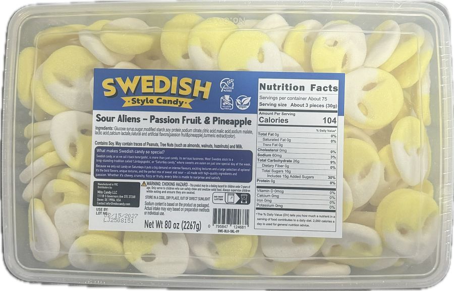 Mito Swedish Style Gummy Sour Alien Passion Fruit Pineapple 5lb