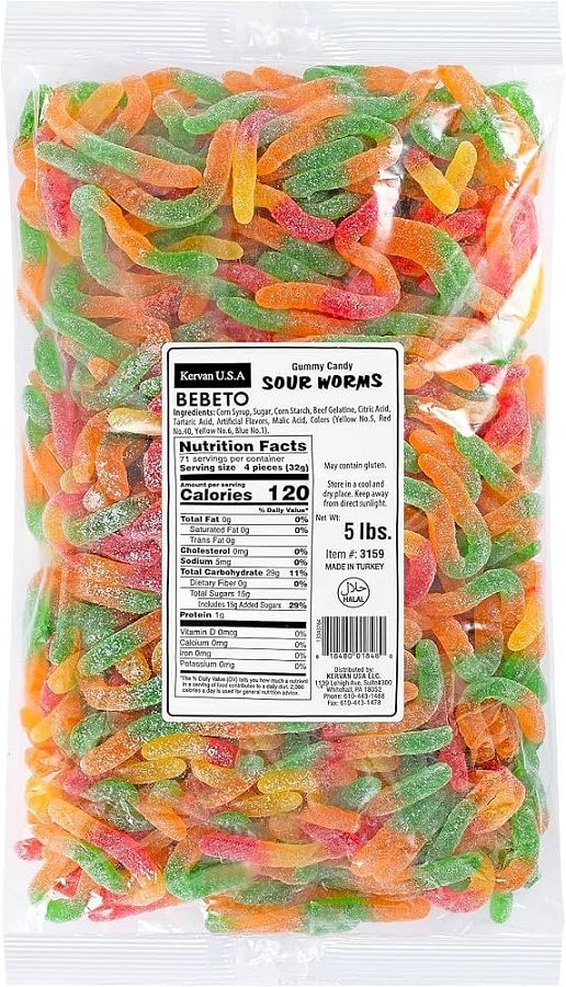 Kervan Sour Gummy Worms 5lb
