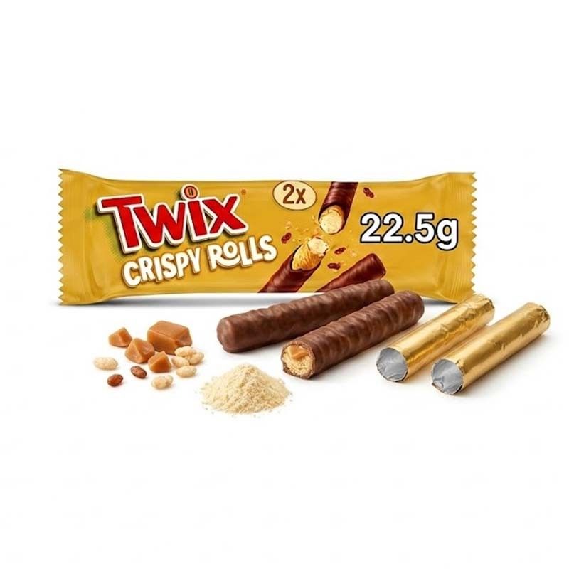 Twix UK Import Crispy Chocolate Roll Bars  22.5g 24 ct