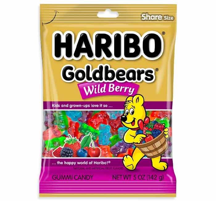 Haribo Goldbears  Wild Berry Gummy Candy Peg Bag 5 oz 12ct